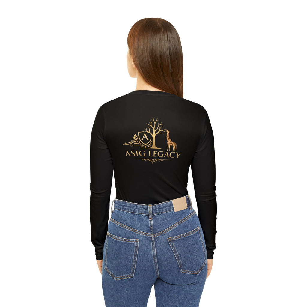 ASIG Legacy Women's V-Neck Long Sleeve Shirt — Gold Tree & Giraffe Logo