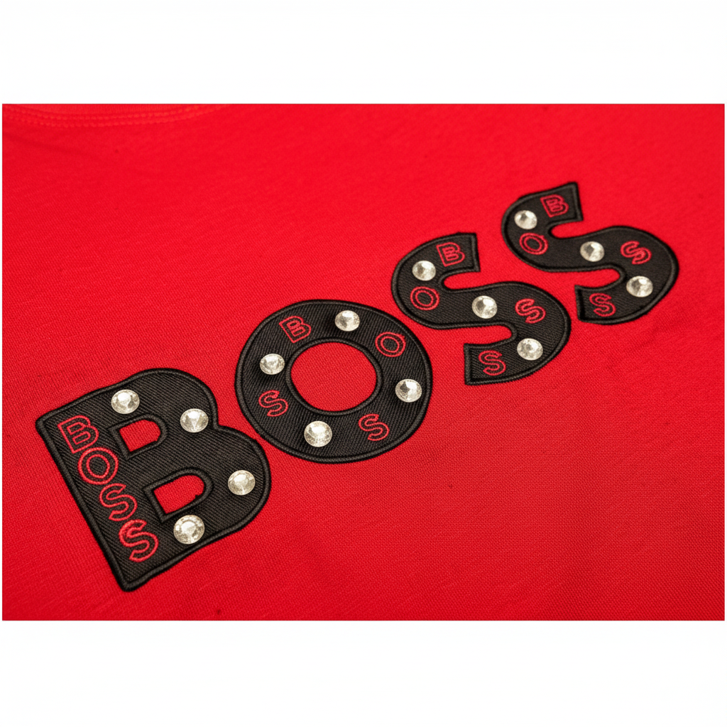 Boss playera roja detalle logo